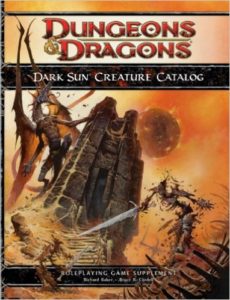 A dragon king climbs a stone tower on the cover of the Creature Catalog.