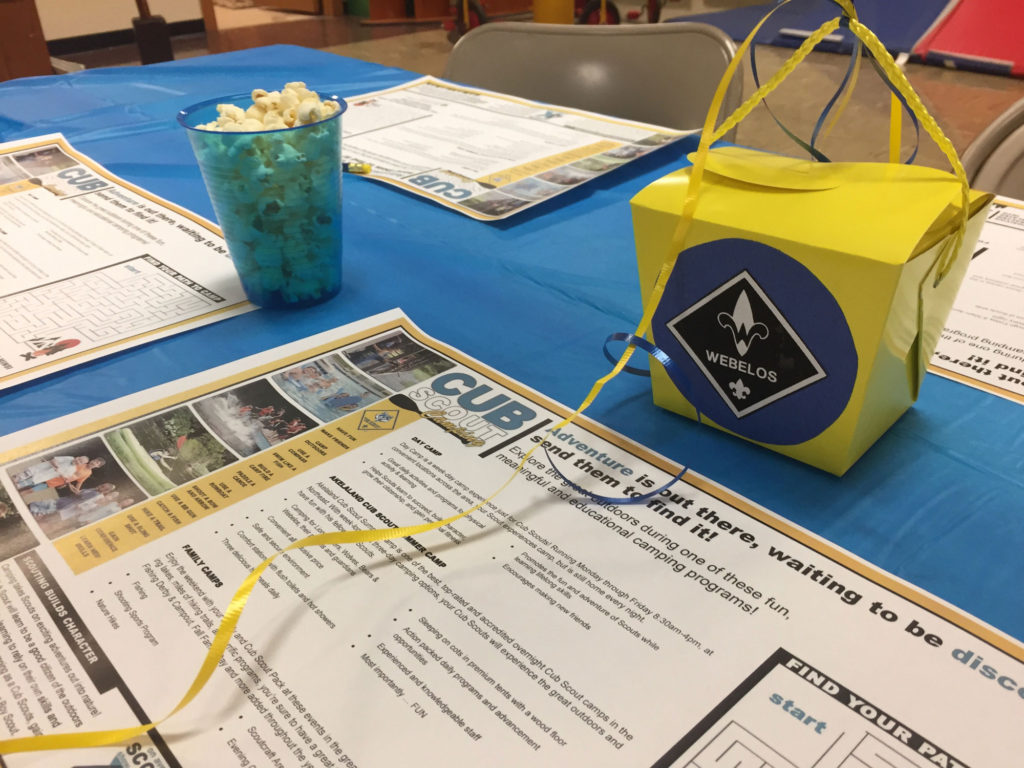 Preparing for the annual Cub Scout Blue and Gold dinner.