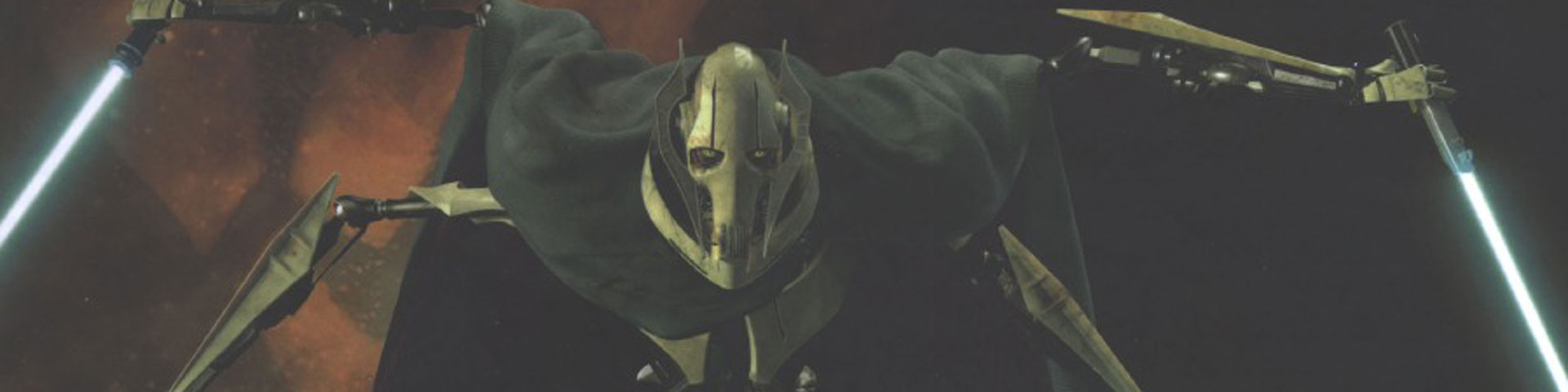 General Grievous -- a four-armed robot -- stares out at the reader.