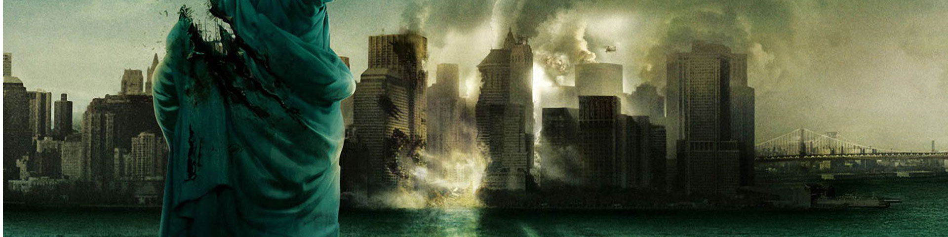 The ruined New York skyline after being crushed by a giant monster.