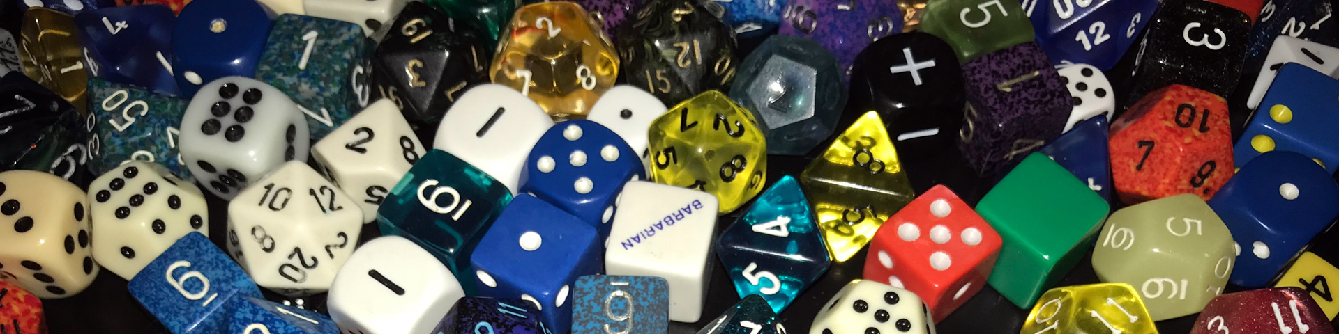 A variety of different kinds of polyhedral dice.
