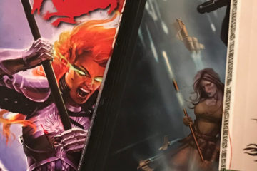 Role-playing book covers. Left to right: Numenera, Dragon Age, Set 2, Knights of the Old Republic, Savage Worlds, Day After Ragnarok